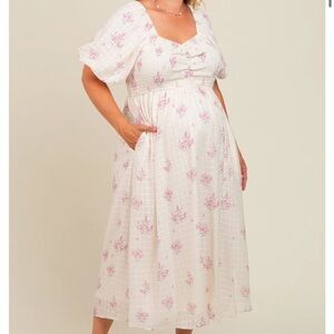 Floral White and Pink Women's Dress